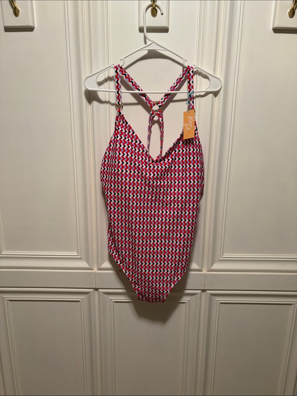 Kona Sol Pink Black White Zigzag One-Piece Swimsuit